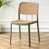 Silla de Plástico Ratán Nórdico para Exterior Hogar Apilable Silla de Comedor Silla de Celebridad de Internet Silla de Respaldo Medieval Silla para Escritorio de Apartamento Pequeño