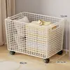 Cesta de almacenamiento para bicicleta de equilibrio con ruedas, organizador de juguetes de hierro móvil de gran capacidad para niños, cesta de almacenamiento para sala de estar del hogar