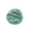 Auténtico Jadeíta Grado A Verde Completo Redondo Dragón y Fénix Colgante Propicio Colgante de Jade Finamente Tallado por Ambos Lados Joyería Fábrica Mayorista