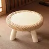Mesa de Chá de Grama e Rattan Mesa Baixa para Varanda Simples Para Peitoril de Janela Curva Mesa Pequena Mesa de Chá Mesa Lateral Redonda Pequena Mesa Kang de Tatami