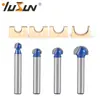 Conjunto de 4 peças de fresa Yusheng profissional, haste de 1/4, fundo redondo, para marcenaria, fresadora, cortador de ranhuras, cabeça de fresa semicircular para relevo, lâmina para máquina de gravação