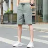Calças Casuais Finas de Verão, Secagem Rápida, Calças Retas Largas, Shorts Esportivos Elásticos e Duráveis de Seda Gelada, Shorts com Cordão para Homens