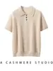Estilo Novo Outono/Inverno Gola Polo Feminina Tricô 100% Caxemira Pura Manga Curta Feminina Respirável Casual Elegante Simples Camiseta