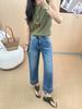 Jeans Cropped com Stretch 2026 para Mulheres Baixas, Estilo Calça de Vovó Magra, Modelo Mais Vendido no Verão, Mesmo Estilo de Da Ding