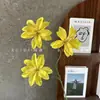 Flores Artificiales con 3 Lirios Pequeños de Doble Pétalo para Decoración de Bodas, Flores Falsas para Accesorios de Fotografía, Adornos para Decoración del Hogar, Flores Artificiales al por Mayor