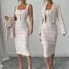 Blazer feminino transfronteiriço europeu e americano, modelo novo 2026, requintado e elegante, para festas à noite e encontros, com design acinturado