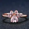 Deseo Plataforma transfronteriza caliente Conjunto de collar, pendientes, pulsera y anillo con huella de garra de gato en oro rosa caliente