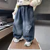 Q017 Pantalones de mezclilla de otoño para niños, nuevos pantalones casuales elegantes de estilo coreano para bebés, ropa infantil, pantalones de trabajo geniales