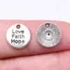 12x12mm 1,1g Acessórios de Joias Prata Antiga Pingente Letra Inglesa Amor Fé Esperança