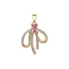 Cobre e Ouro Real Borboleta Rosa Fita dos Sonhos Moda Transfronteiriça DIY Joias Cobre Zircônia Pingente Microincrustado