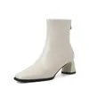 Nuevas Botas Negras Ajustadas Estilo Coreano con Punta Cuadrada, Tacón Grueso, Tacón Alto, Botas Elásticas, Botines Ajustados y Elegantes para Mujer, Botines de Media Temporada para Primavera y Otoño