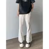 Pantalones casuales blancos finos para hombre estilo americano ligeramente acampanados, pantalones largos de seda helada de secado rápido, pantalones de pierna recta para otoño y verano