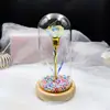 Regalo para el Día de la Mujer el Día de la Madre Adornos para Mesa de Noche de Sala de Estar Color Dorado Flor de Clavel de Simulación Cubierta de Vidrio para Novia