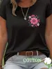 Aliexpress Transfronterizo Jit Venta al por Mayor 2026 Nueva Camiseta Casual de Moda Floral Colorida 2D Cuello Redondo Manga Corta Algodón Puro