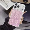 Adequado para Capa de Celular Padrão Renda Diamante para Apple 17Promax, Capa Protetora de Alto Padrão com Pó de Glitter para Iphone16 15