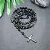 Amazonas Piedra Natural Colgante de Cruz Collar Piedra Ojo de Tigre Cruz Vesícula Biliar de Hierro Rosario para Hombres Collar Venta al por Mayor
