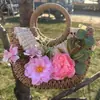 Bolso Tejido de Paja Floral Hecho a Mano para DIY con Materiales de Flores Artificiales, Bolso de Mano para Actividades de Team Building y Calentamiento, Bolso de Mano Pequeño