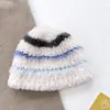2024 Novo Estilo Coreano Chapéu de Lã Tricotado de Pelúcia de Inverno Chapéu Fofo Chapéu de Pescador Espessado Quente Feminino para Outono e Inverno Chapéu de Lã