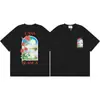Verão de Casablanca Transfronteiriço Nova Camiseta Masculina e Feminina Solta de Manga Curta com Estampa do Logo de Casablanca Tendência