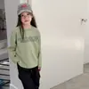 7 cores disponíveis, design minimalista estilo coreano~ Blusa casual infantil com estampa de letras para escola, passeios e uso diário