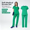 Novos uniformes médicos personalizados do TikTok para homens e mulheres, macacões de manga curta com decote em V, disponíveis em pequenas quantidades para entrega rápida