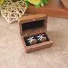 Gemelos de Madera Maciza de Nogal Negro Caja de Madera Set de Regalo Gemelos Rectangulares con Ventana para Hombre Caja de Regalo para Gemelos Almacenamiento