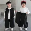 Conjunto de tres piezas de chaleco de primavera y otoño para niños, estilo coreano, atuendo moderno y elegante para niños, adecuado para niños pequeños, calidad de exportación
