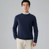 Estilo Novo Outono e Inverno Luxo Acessível Casual de Negócios Suéter de Caxemira Masculino Gola Redonda Espessado Torcido Tricô Camada Base Suéter de Lã