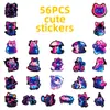 56 Novos Adesivos de Graffiti de Gato Neon Transfronteiriços, Lanternas Legais, Gatos de Desenho Animado, Adesivos de Decoração para Celular Skate