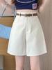 Shorts de Traje de Verano Finos Estilo Hong Kong para Mujer 2026 Nuevos de Cintura Alta Pierna Ancha Casual Rectos de Longitud Media A3546