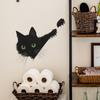 Fun-f425 lindo gato negro asomándose dormitorio sala de estar porche fondo del hogar embellecimiento pegatinas de pared venta al por mayor