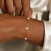 Joias Europeias e Americanas Transfronteiriças, Design de Trevo de Quatro Folhas Geométrico Cravejado com Zircônia, Pulseira Feminina de Luxo Leve, Joias de Mão Geométricas Atacado
