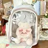 Bolsa Transparente para Boneca 40cm Mochila para Boneca Estilo Japonês Mochila Escolar com Compartimento Interno Mochila Grande Capacidade para Estudante Mochila para Menina Bolsa para Dor