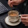 Juego de Taza de Café y Platillo de Gres Retro Transfronterizo Taza Personalizada Pintada a Mano Americana Taza de Té para el Hogar Venta al por Mayor