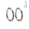 Anillo de Nariz de Titanio F136 con Pendientes de Piedra Natural Amatista, Joyería para Oreja de Aleación de Titanio G23, Accesorios para Piercings Corporales, Lujo Ligero