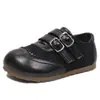 Sapatos de Couro com Velcro Estilo Britânico Retrô para Meninas 2026 Primavera/Outono Novos Solado Macio Estampado de Leopardo Estilosos Sapatos Birkenstock Mocassins