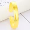 Pulsera Abierta Retro Brillante de 10 mm para Mujer Chapada en Oro Dragón y Fénix Palabra de Bendición Cara Ancha Pulsera de Cobre para Mujer