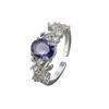 Nuevo Anillo Retro Super Flash Morado Gipsófila Medio Estilo Palacio Bauhinia Antiguo Novia Anillo de Dedo de Alta Gama