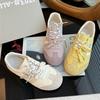 Zapatos de Entrenamiento de Cuero Amarillo para Mujer, Nuevos Populares 2025 Otoño Versátiles de Suela Fina Ligeros Casuales Deportivos