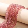 Ventas Directas de Fábrica Cuentas Redondas de Cristal de Fresa Natural 3A Cuentas Sueltas Accesorios de Joyería DIY Pulsera Cuentas Semiterminadas al Por Mayor