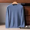 Suéter 100% caxemira pura, masculino, gola redonda, modelagem solta, estilo business casual, tricô quente para outono e inverno, perfeito como camada base