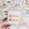 Unhas Usáveis Desenho Animado Infantil Estilo Ano Novo 2025 Manicure Curta para Meninas Doce Estilo Estudante Fofo Peças de Unhas Usáveis