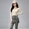 Conjunto de yoga justo para mulheres, com design sem costura, de seda gelada, de secagem rápida e respirável, adequado para treinos na academia, corrida e treinamento de Pilates - um conjunto de duas peças