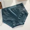 Seda de Gelo Cetim Sem Costura Cintura Alta Sexy Renda Controle da Barriga Levanta Bumbum Algodão Puro Laço Calcinhas Finas para Mulheres Venda por Atacado