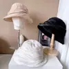 Chapéu de Pescador Plissado de Cetim Boutique Estilo Japonês Chapéu de Pano Protetor Solar de Verão Feminino Cor Sólida Elegante Chapéu Bacia Super Fada Chapéu da Moda