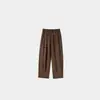 Estilo Nuevo Primavera y Verano para Mujer 100% Lino de Ramio Lunares Delicado Completamente Elástico Casual Pierna Recta Cropped Pantalones Linterna Fsy60380