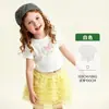 Tong Bei Ropa Infantil 2026 Nuevas Llegadas de Verano Camiseta Infantil Estampado de Cisne Cordón Estilo Cuento de Hadas Ajuste Delgado Top de Manga Corta