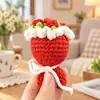 Chaveiro Mini Buquê de Flores Tecido à Mão, Buquê de Flores em Crochê Feito à Mão, Pingente para Bolsa DIY, Pequeno Presente para Namorada