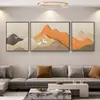 Sala de Estar Nórdica Pintura de Parede Paisagem Montanha e Água Abstrata Simples Moderna Fundo de Sofá Parede Pintura Decorativa Triptíco Mural