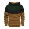 Suéter con capucha de punto cruzado para otoño e invierno, combinación de colores, pullover casual para hombre, holgado, bolsillo lateral, marca de moda
